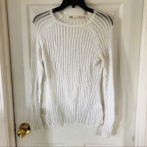 Chelsea and Violet White open knit crochet pattern winter sweater size XS
